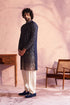 SHRESTHA By VASTRAMAY Men's Navy Blue Georgette Zari With Sequins Worked Kurta Patiala Set